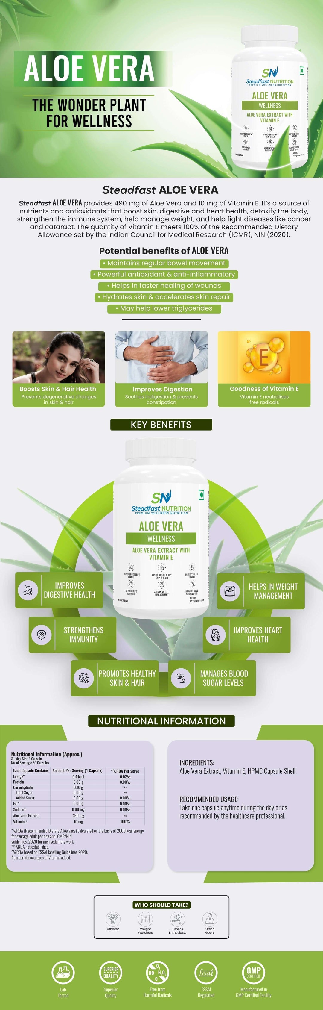 Buy Aloe Vera Capsules Natural Digestive & Skin Health Supplement