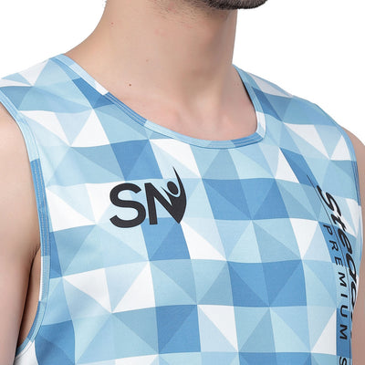 Complex Blue Sleeveless Vest