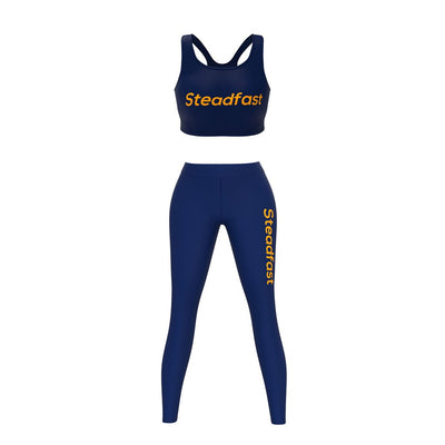 Steadfast Dark Blue Crop Top Leggings Set