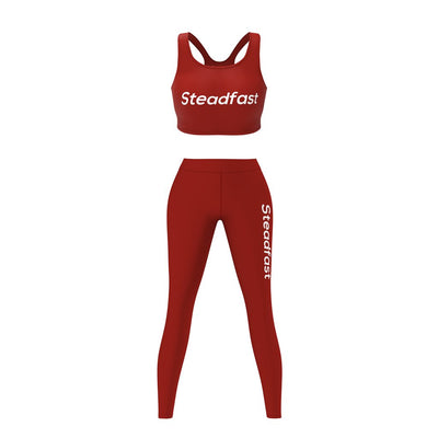 Steadfast Maroon Crop Top Leggings Set