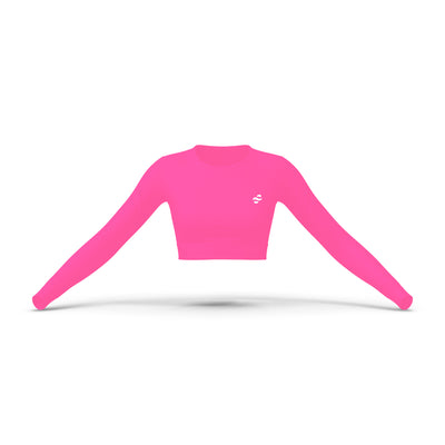 #Choose Your Set_HOT PINK SET - FULL SLEEVES CROP TOP & SHORTS